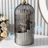 Makeup Brush Organizer with Lid, 360° Rotating Clear Dustproof Storage, Cup Pen Holder for Vanity Bathroom (Clear Black