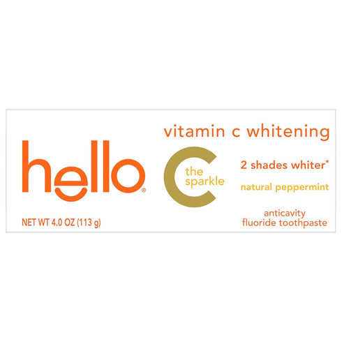 hello Vitamin C Whitening Toothpaste with Fluoride, SLS Free, 4.0 oz (2 Pack)