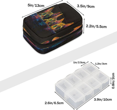Skerhhux 7 Animal Cat Cute Pill Case Travel Pill Organizer Weekly Day Portable with Zipper Medicine Box Pill Case