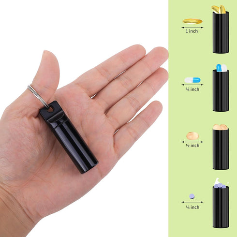 3Pcs Portable Keychain Pill Holder, Waterproof Pill Organizer, Mini Pill Box for Emergency & Nitroglycerin