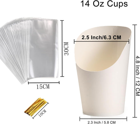 WixiTool 120 200PCS 120PCS 14 oz Disposable Charcuterie Cups PCS with Sticks and Bags, Kraft Paper Snack Boxes