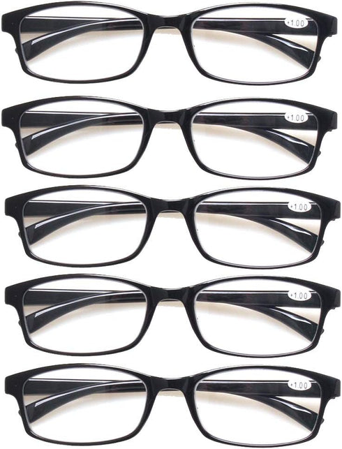 NORPERWIS 5 Pairs Quality Reading Glasses for Men and Women - Vintage Spring Hinge Readers (5 Pack Black, 2.75)