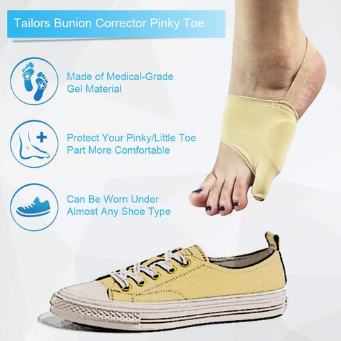 Tailor Bunion Corrector Pads for Pinky Toe Relief, Soft Silicone Gel Little Toe Separator with Anti-Slip (M)