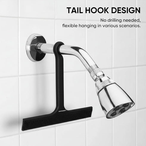 Shower Squeegee for Shower Glass Door Bathroom Accessories, Dual Head Wiper Cleans Water & Hair, Silicone Blade