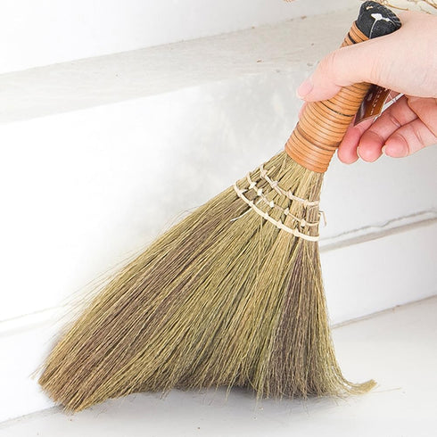 Veemoon 4 Pcs Handheld Cleaning Broom, Small Whisk Broom, Rustic Mini Straw Broom for Indoor Outdoor Home Dusting