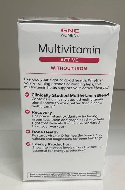 GNC Women's Multivitamin Active Without Iron, 180 Caplets for Bone & Joint Health