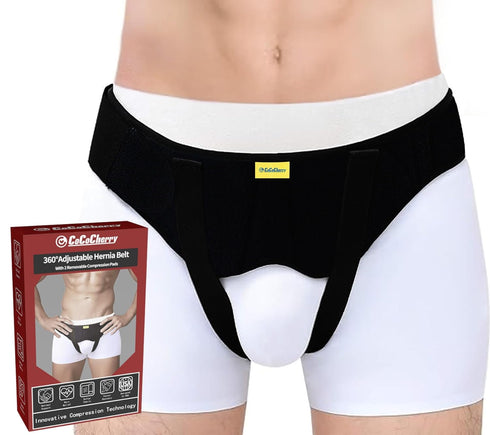 Hernia Support Belt for Men, Inguinal Hernia Recovery Strap with 2 Removable Compression Pads, Comfortable Material (XL)