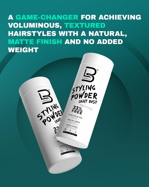 L3 Level 3 Light Hold Styling Powder, Natural Matte Hairstyle, Texturizing & Volumizing