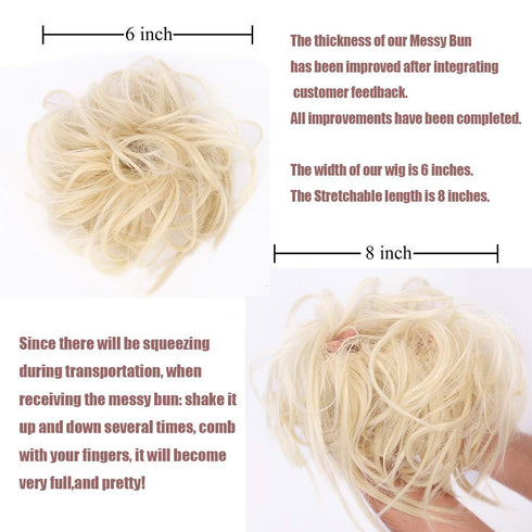 Lativ Messy Hair Bun Scrunchies Extension with Elastic Rubber Band for Women Girls (Messy Bun, Blonde)