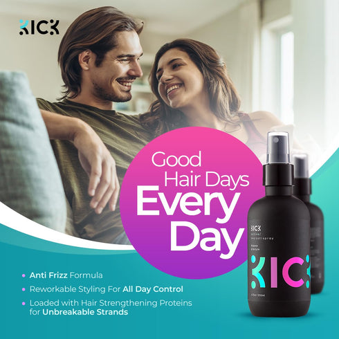 Kick Sea Salt Spray for Men, Natural Texture and Volume Hair Spray for Beach Wave and Surfer Hair Style - 200ml