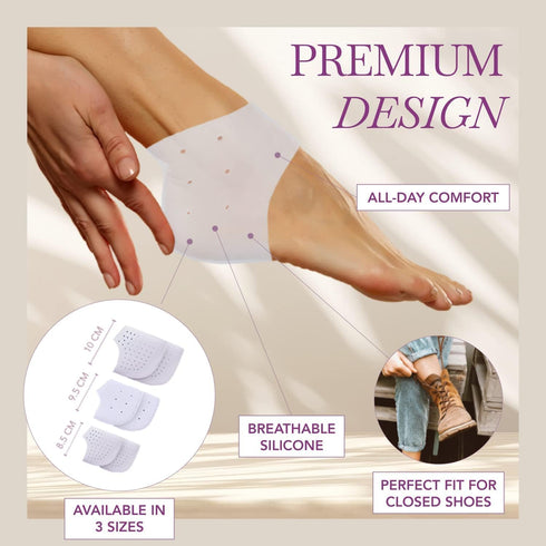Ballotte Premium Silicone Heel Protectors - Gel Heel Pads/Silicone Socks for Women & Men, Pain Relief for Cracked Heel
