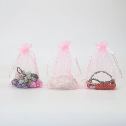 HRX Package 100pcs Pink Organza Bags, 4 x 6 Inches Wedding Christmas Favors Gift Drawstring Jewelry Pouches