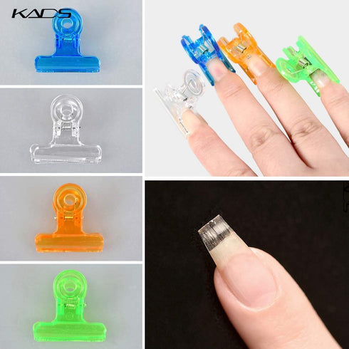 KADS Nail Extension Clips, 5pcs C Curve Pinching Clips, Multi-functional Clamp, 4 Colors for Acrylic Nails