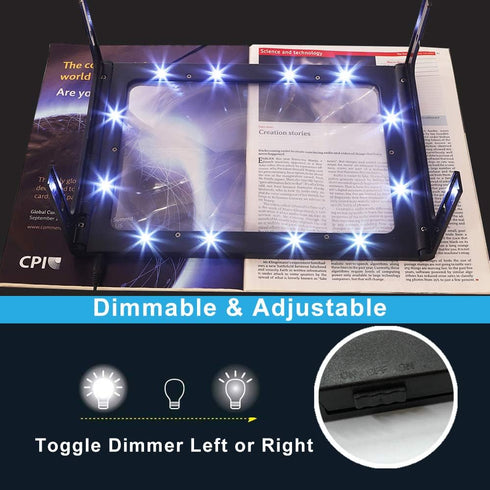 Hands-Free Magnifying Glass, Large 3X Rectangular LED Lighted Magnifier, Portable for Elder