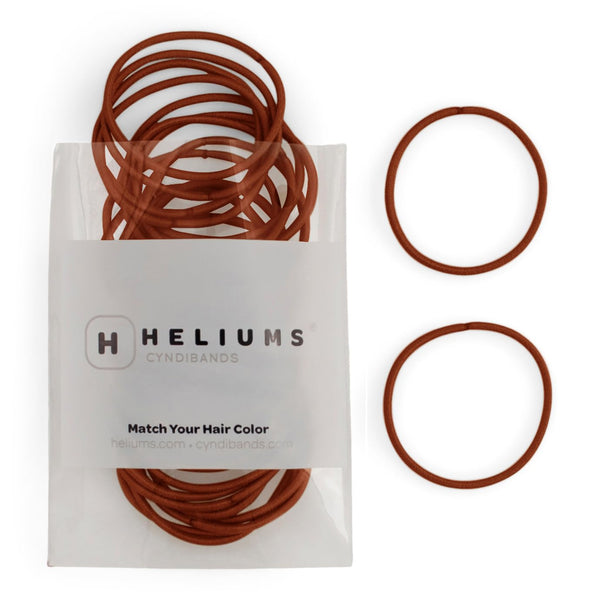 Heliums Thin Hair Elastics, Auburn, 2mm Ties for Thin Hair, 1.75 Inch, 40 Count, Medium Hold No Damage Ponytail Holders