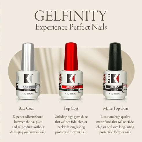 KUPA GelFinity Soak Off Gel Top Coat Matte Finish (No Wipe) 0.5 Fl Oz