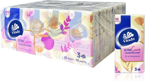 3-Ply Ultra Care Pocket Tissues, Travel Size (30 Packs of 10 Tissues)