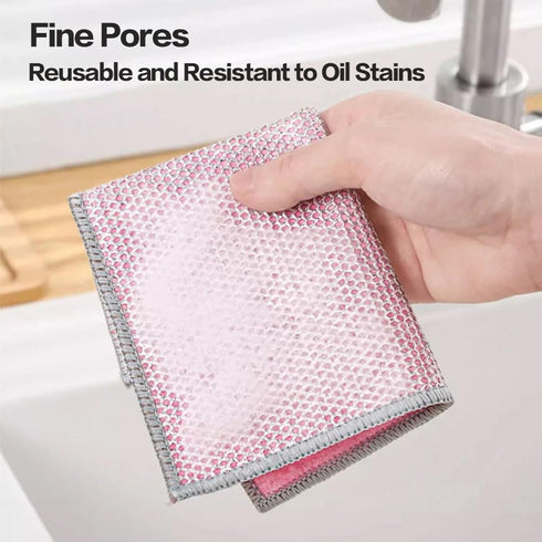 RHQQ 12 Pcs Non Scratch Wire Dishcloth Multipurpose Wire Dishwashing Rag for Wet and Dry Double Layers Reusable Wire