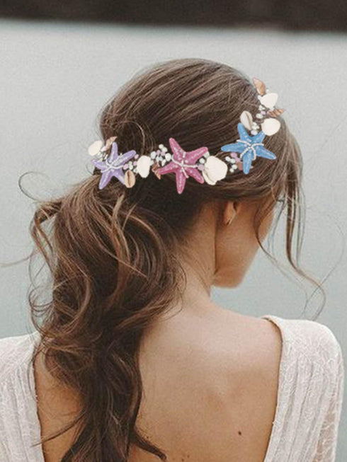Unicra Seashell Bride Wedding Hair Vine - Starfish Bridal Headband, Pearl Beach Accessories for Women and Girls