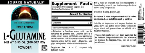 Source Naturals L-Glutamine, Free Form Amino Acid, 100 Grams Powder