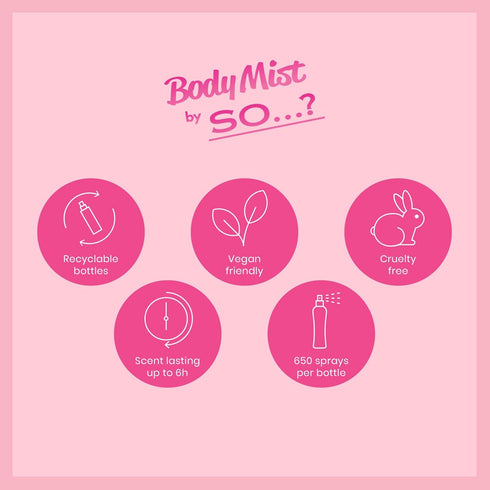 So…? Body Mist Set for Women, Vanilla, Red Velvet, Cherry Blossom, 3 pcs