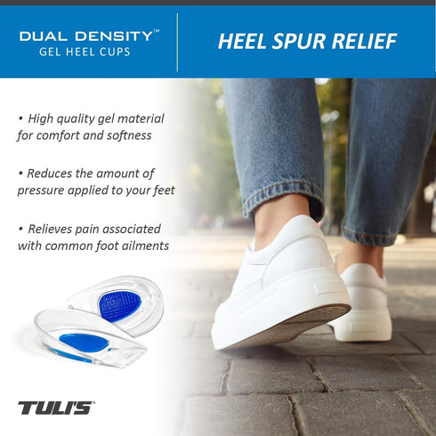 Tuli's Dual Density Polar Bears Gel Heel Cups, Regular - Cushion Insert for Heel Pain Relief