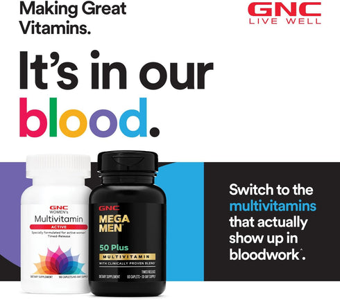 GNC Women's Multivitamin Active Without Iron, 180 Caplets for Bone & Joint Health