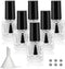 6PCS Empty Nail Polish Bottles with Funnel, Glass Rectangle with Brush & Mixing Balls, Black (5ML)