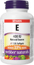 Webber Naturals Vitamin E Natural Source Softgel, 400 IU, 120 Softgels