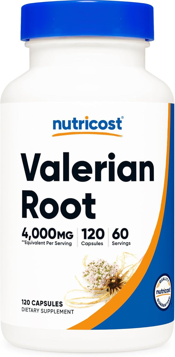 Nutricost Valerian Root Capsules - 1000mg Per Serving, 120 Capsules, 4,000mg Equivalent, Vegetarian Caps, Gluten Free