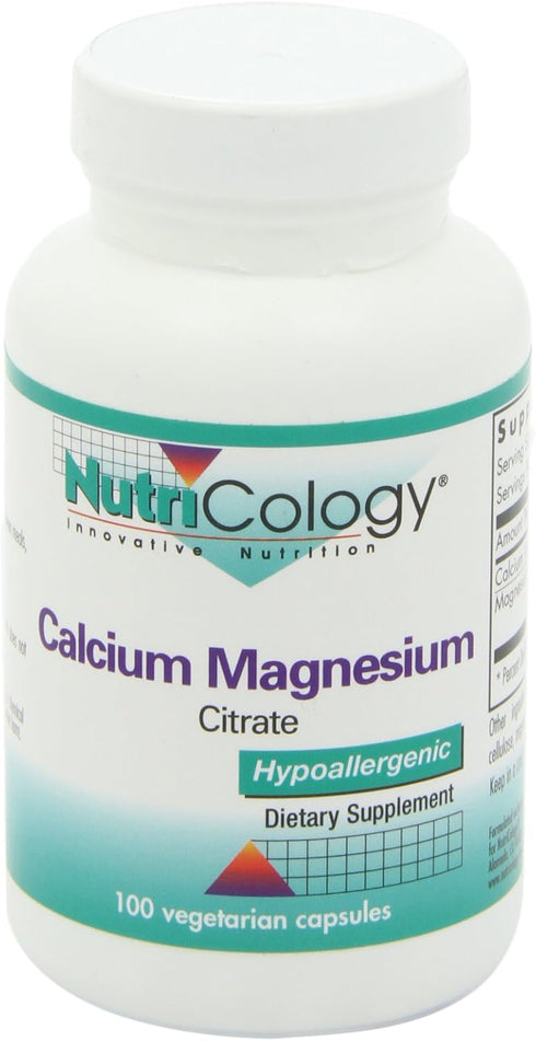 Nutricology Calcium Magnesium Citrate Supplement, Vegetarian Capsules, 100 Count, Bone Health