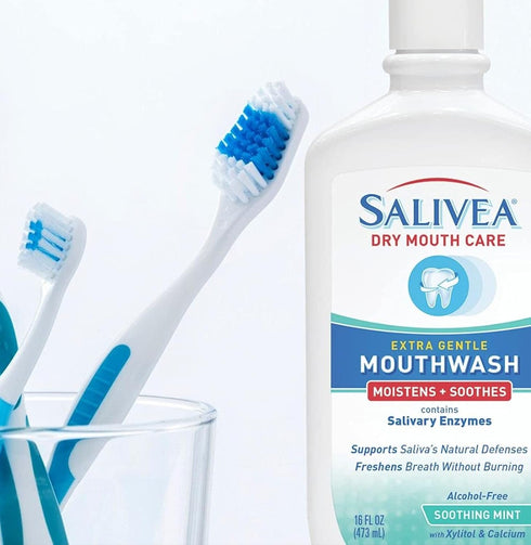 Dry Mouth Mouthwash - Soothing Mint with Natural Salivary Enzymes, Gentle Breath Freshener & Dry Mouth Treatment - Mint