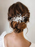 Latious Silver Flower Bride Wedding Hair Comb, Pearl Bridal Side Comb, Crystal Hair Piece for Women