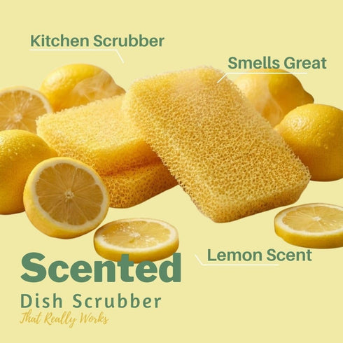 Peachy Clean Kitchen Dish Sponge & Scrubbers, Fresh Lemon Scent, Non-Scratch, Odor-Resistant, Durable Silicone Dish