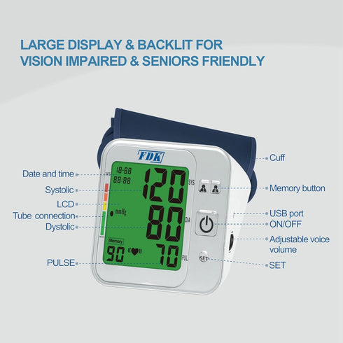 Blood Pressure Monitors for Home Use, Talking Upper Arm Monitor with Large Digits Display & Extra Large Cuff
