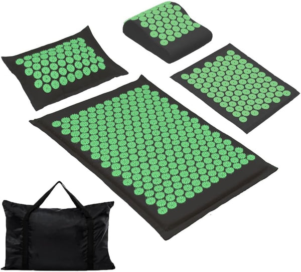 XiaoMaGe Acupressure Mat and Pillow Set with Carrying Bag, Acupuncture Mat for Neck & Back Pain Relief