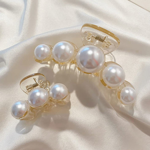 Mehayi 4 PCS Large Pearl Hair Claw Clips, Fashion Hair Accessories for Women Girls, Styling Tools for Party Wedding