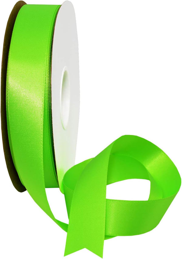 Morex Ribbon Double Face Satin Polyester Ribbon, 7/8" x 50 Yd, Acid Green, for Gift Wrapping & Crafts