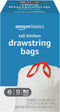 Amazon Basics Tall Kitchen Drawstring Trash Bags, 13 Gallon, 45 Count, Pack of 1