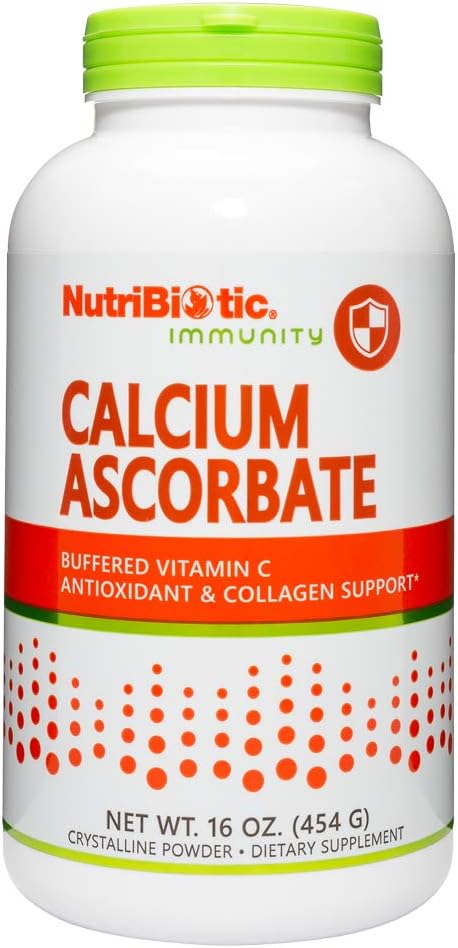NutriBiotic Calcium Ascorbate Vitamin C Powder, 16 Oz, Essential Antioxidant & Collagen Supplement