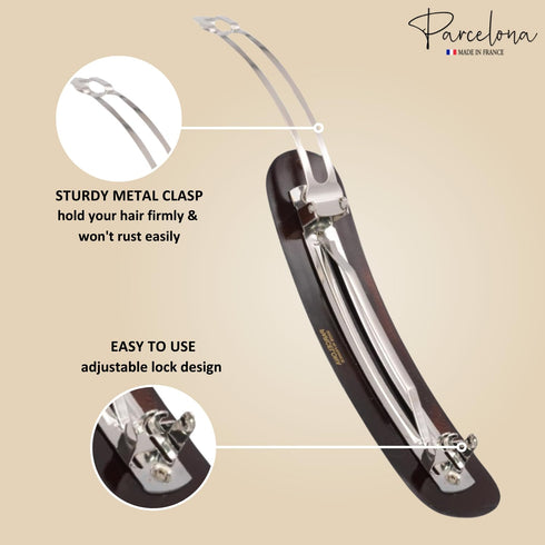 Parcelona French Elegant Duo 4" Celluloid Hair Clip - Fashion Durable No Slip Hair Accessories for Women