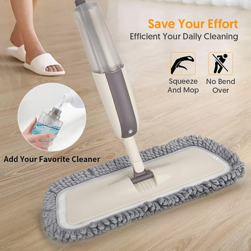 MEXERRIS Spray Mops for Hardwood Floor Cleaning, Microfiber Dust Mop with 3X Reusable Washable Pads