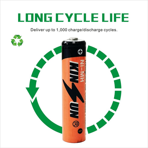 KINSUN AAA 700mAh 1.2V NiMH Rechargeable Batteries for Outdoor Solar Garden Lights (16 Pieces)