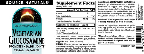 Source Naturals Vegetarian Glucosamine, 750 mg, 60 Tablets