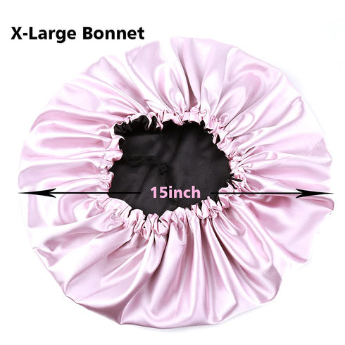 Stain Bonnet Silky Sleep Cap, Adjustable Satin Cap for Night Sleeping Hair Bonnet, Light Purple/Black