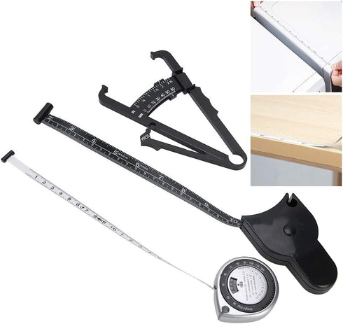 Digital Body Fat Caliper Set with Automatic Retraction, Measures Chest, Waist, Leg Circumference, High Temperature
