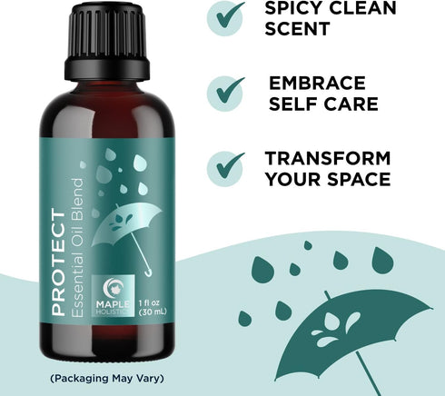 Set Maple Holistics Essential Oils - Day and Night Essential Oil Blends for Diffuser with Protect Defend and Chill