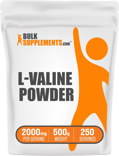 BulkSupplements.com L-Valine Powder - Valine Supplement, 2000mg per Serving, Gluten Free, 500g (1.1 lbs) - Valine Amino