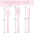 150 Pack Plastic Silverware,Disposable Cutlery Set Heavy Duty Utensil Sets 50 Forks 50 Knives 50 Spoons for Brithday, Wedding,Home Office School Party Picnics Restaurant Outdoor Events (Pink)