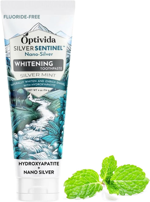 Hydroxyapatite Toothpaste by Optivida Health | Teeth Whitening with Nano Silver, Fluoride Free, Supports Gum Health
